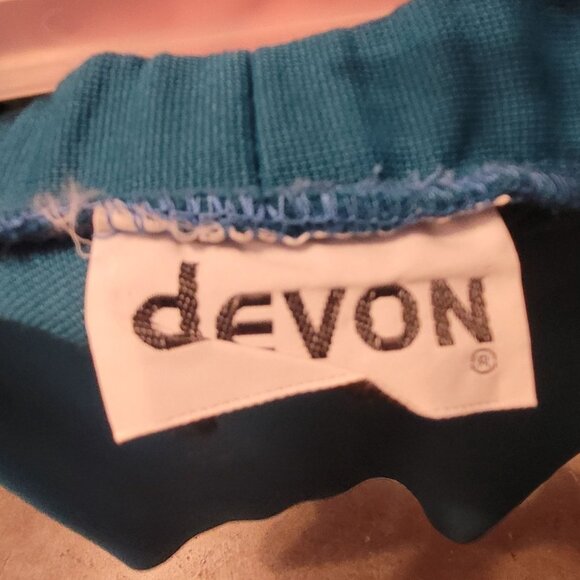 Vintage Polyester A Line Skirt Devon Original Tags Teal Size 10 Elastic is Good - Picture 6 of 7